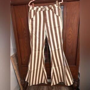 Blank Paige denim bellbottoms Striped Brown and White Jeans size large